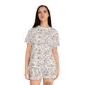 Brown Toile Frenchie Short Pajama Set — Cute All-Over Frenchie Print Lounge Set