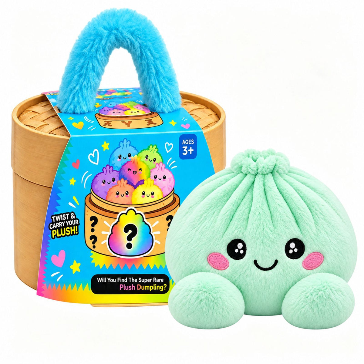 Cute Squishy Plush Dumpling Toy with Steamer Box Stress Relief Gift